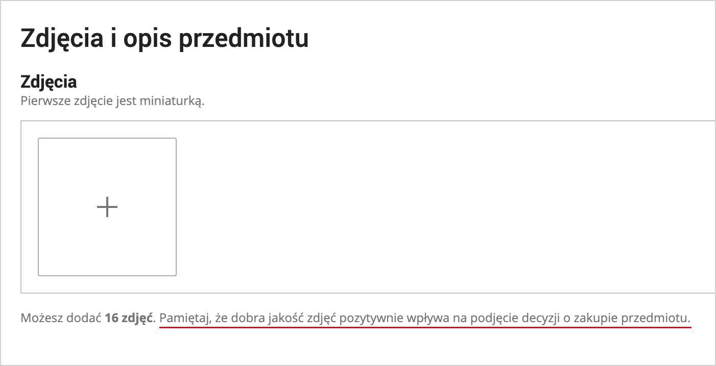 Allegro zachęca do dodawania wysokiej jakości zdjęć produktów.